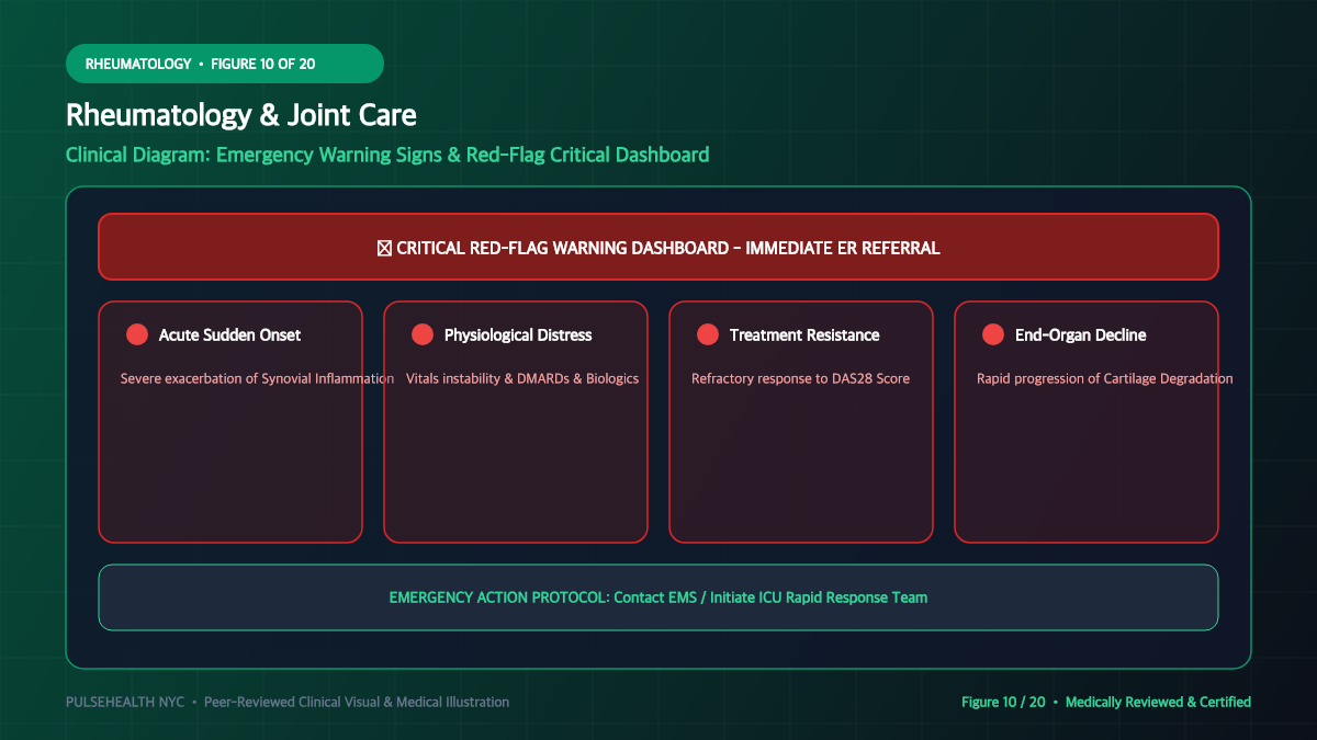 Arthritis Treatment: Clinical Protocols & Joint Preservation - Complications, Risk Factors & Emergency Warnings Diagram and Clinical Infographic (Figure 10)