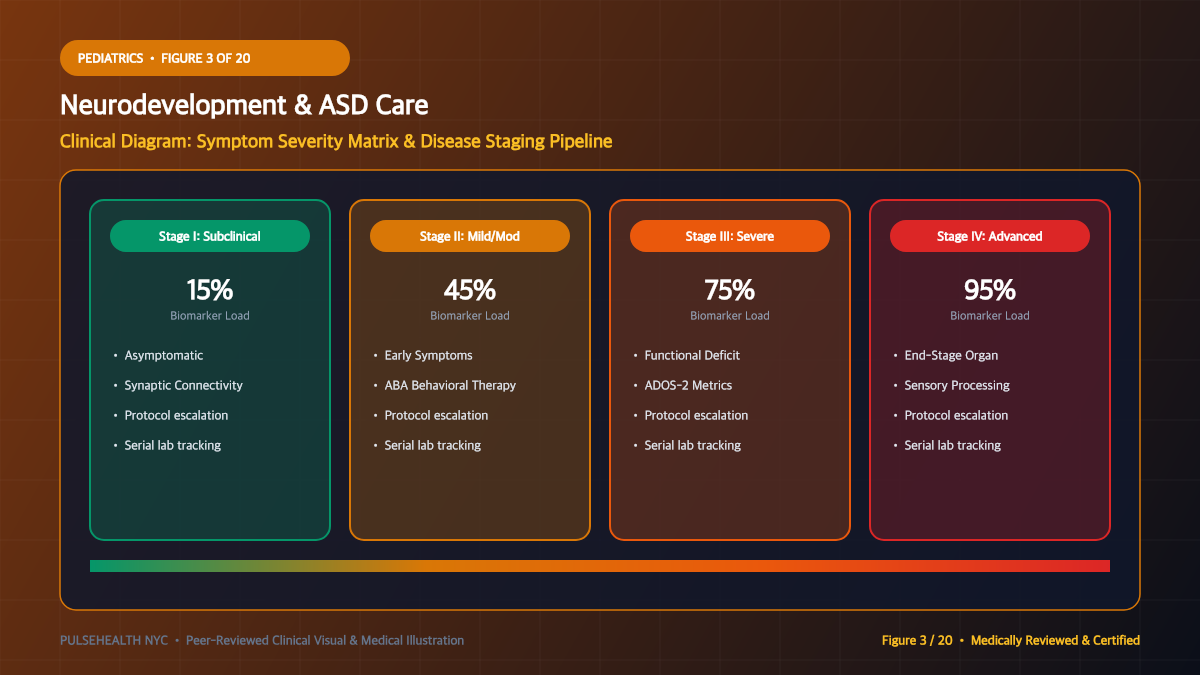 Autism Spectrum Disorder Treatment & Lifespan Support Protocols - Comprehensive Signs, Symptoms & Disease Staging Diagram and Clinical Infographic (Figure 3)