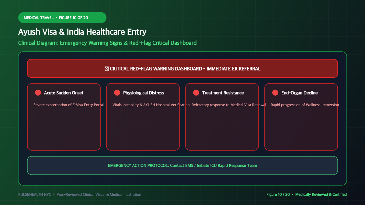 Ayush Visa of India: Complete Application & Medical Travel Manual - Complications, Risk Factors & Emergency Warnings Diagram and Clinical Infographic (Figure 10)