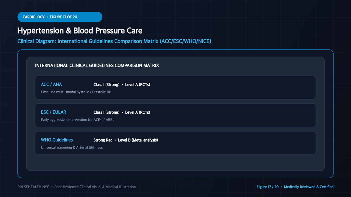 High Blood Pressure Treatment & Hypertension Clinical Guide - Advanced Section 17: Global Clinical Guidelines Comparison Detailed Infographic (Figure 17)