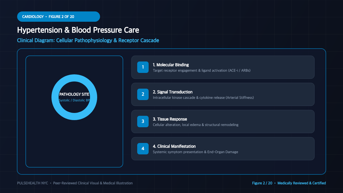 High Blood Pressure Treatment & Hypertension Clinical Guide - Pathophysiology & Biological Mechanisms Diagram and Clinical Infographic (Figure 2)