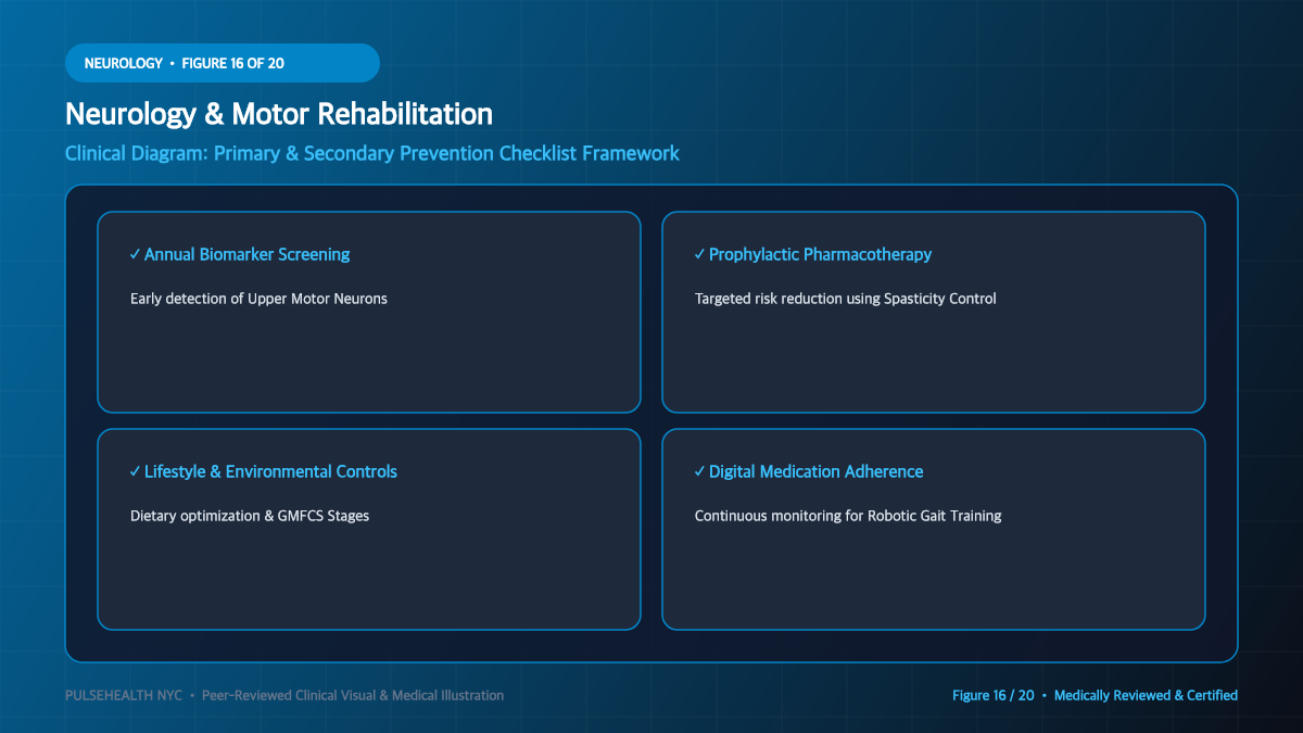 Cerebral Palsy Treatment & Neuromotor Rehabilitation Manual - Advanced Section 16: Prevention & Prophylaxis Steps Detailed Infographic (Figure 16)