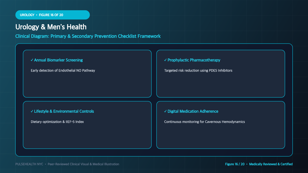 Erectile Dysfunction Treatment: Clinical Diagnosis & Therapeutics - Advanced Section 16: Prevention & Prophylaxis Steps Detailed Infographic (Figure 16)