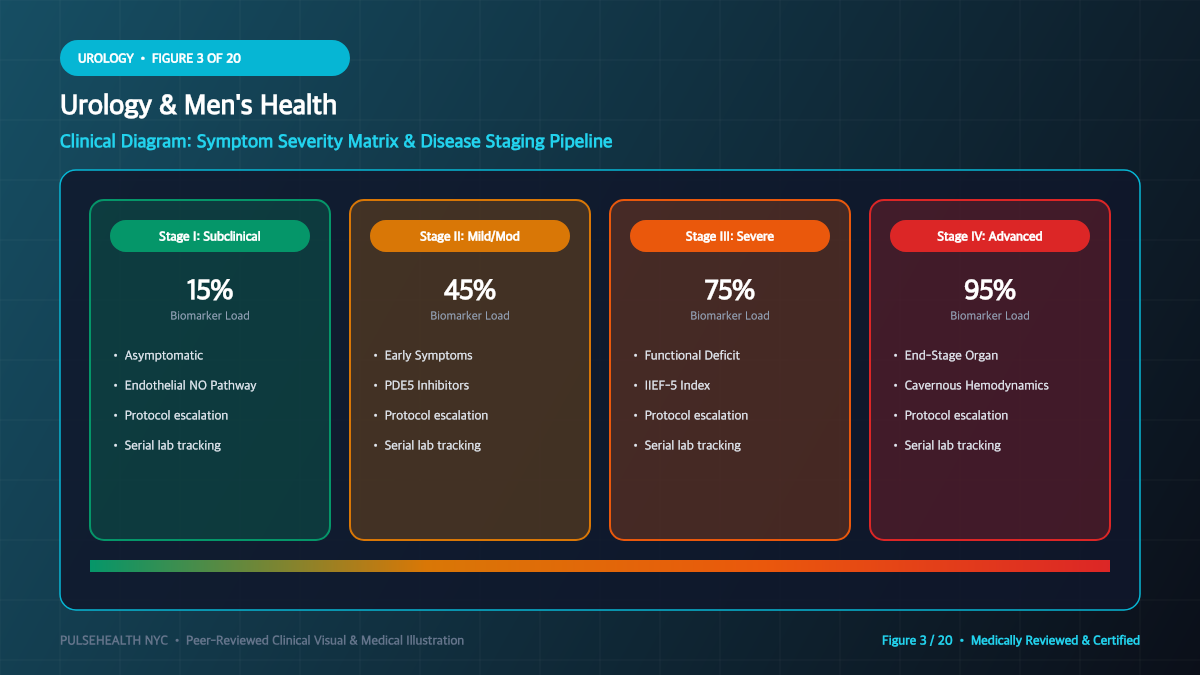 Erectile Dysfunction Treatment: Clinical Diagnosis & Therapeutics - Comprehensive Signs, Symptoms & Disease Staging Diagram and Clinical Infographic (Figure 3)