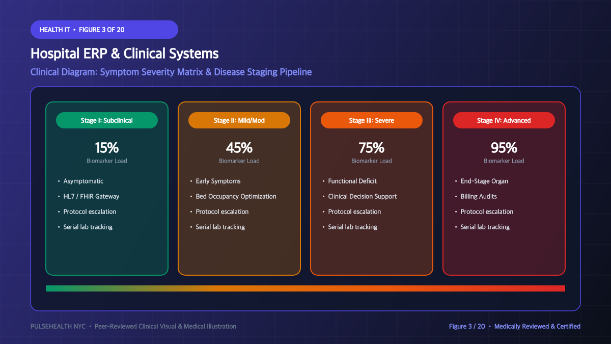 Hospital Management System (HMS): Architecture & Clinical Operations - Comprehensive Signs, Symptoms & Disease Staging Diagram and Clinical Infographic (Figure 3)