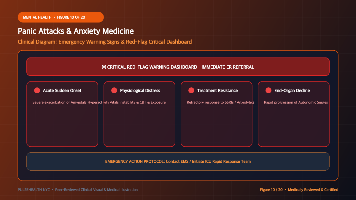 Panic Attack Treatment & Panic Disorder Clinical Protocol - Complications, Risk Factors & Emergency Warnings Diagram and Clinical Infographic (Figure 10)