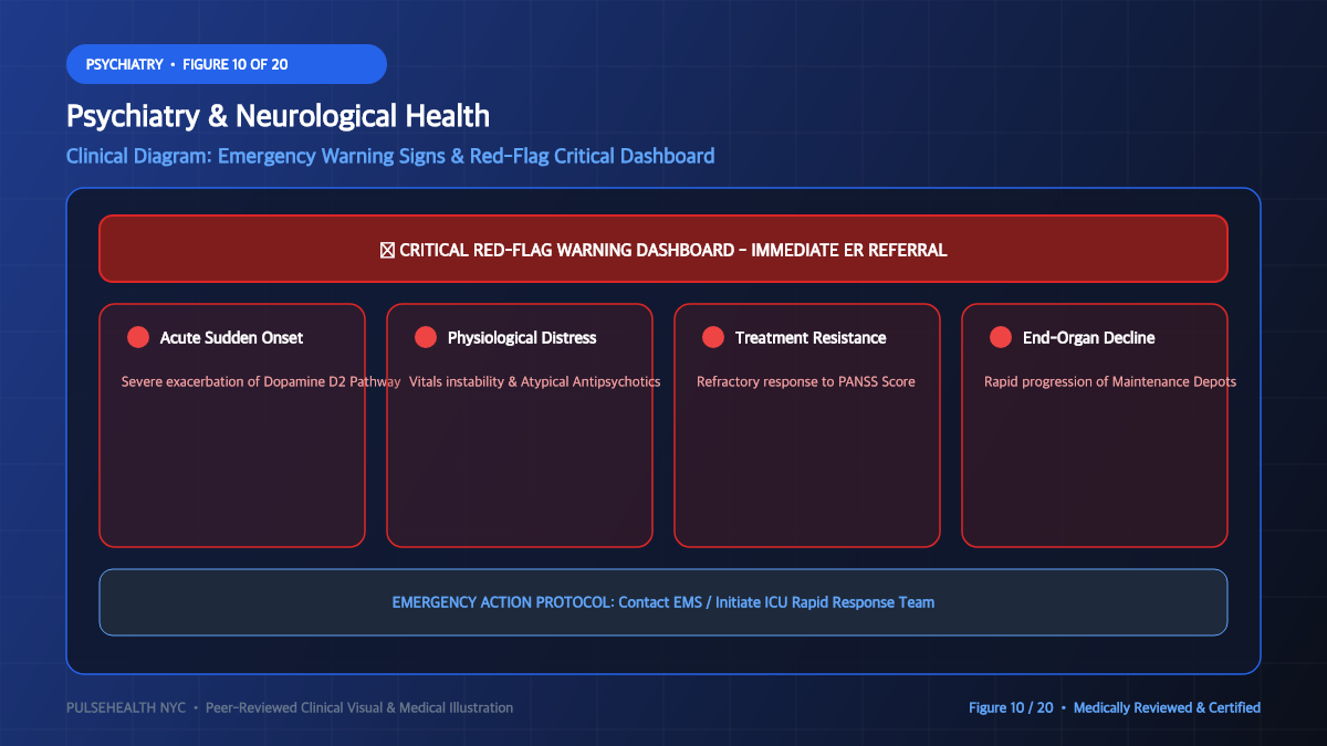 Schizophrenia Treatment & Psychotic Disorders Clinical Manual - Complications, Risk Factors & Emergency Warnings Diagram and Clinical Infographic (Figure 10)