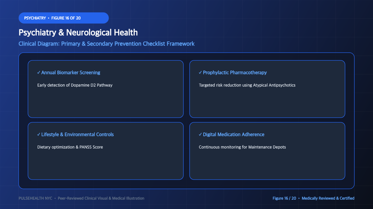 Schizophrenia Treatment & Psychotic Disorders Clinical Manual - Advanced Section 16: Prevention & Prophylaxis Steps Detailed Infographic (Figure 16)