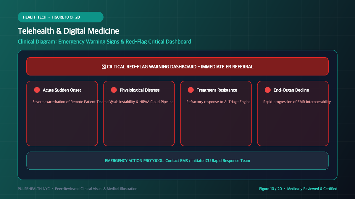 What is Telemedicine? The Definitive Guide to Virtual Healthcare Systems - Complications, Risk Factors & Emergency Warnings Diagram and Clinical Infographic (Figure 10)
