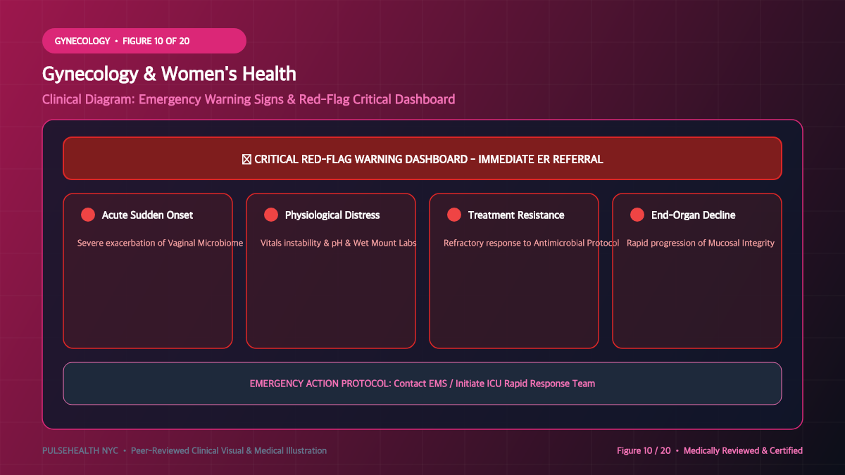 Vaginitis Treatment: Clinical Diagnosis & Antimicrobial Therapeutics - Complications, Risk Factors & Emergency Warnings Diagram and Clinical Infographic (Figure 10)